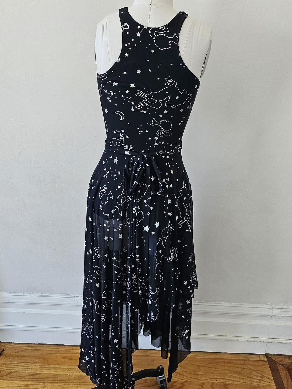 Black Midi Dress with White Constellation Print - Picture 5 of 5